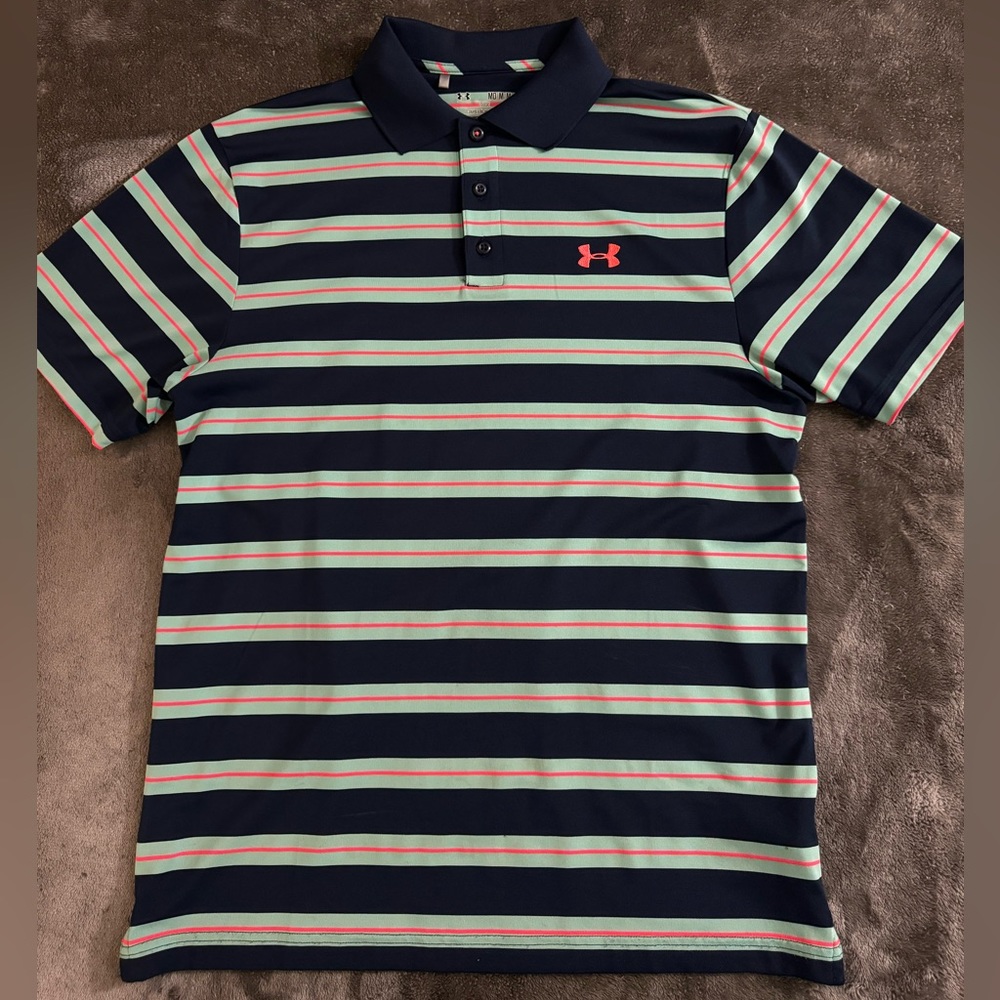 3 Men’s Under Armour Golf Polo | bundle | Heat Gear | Striped | Medium